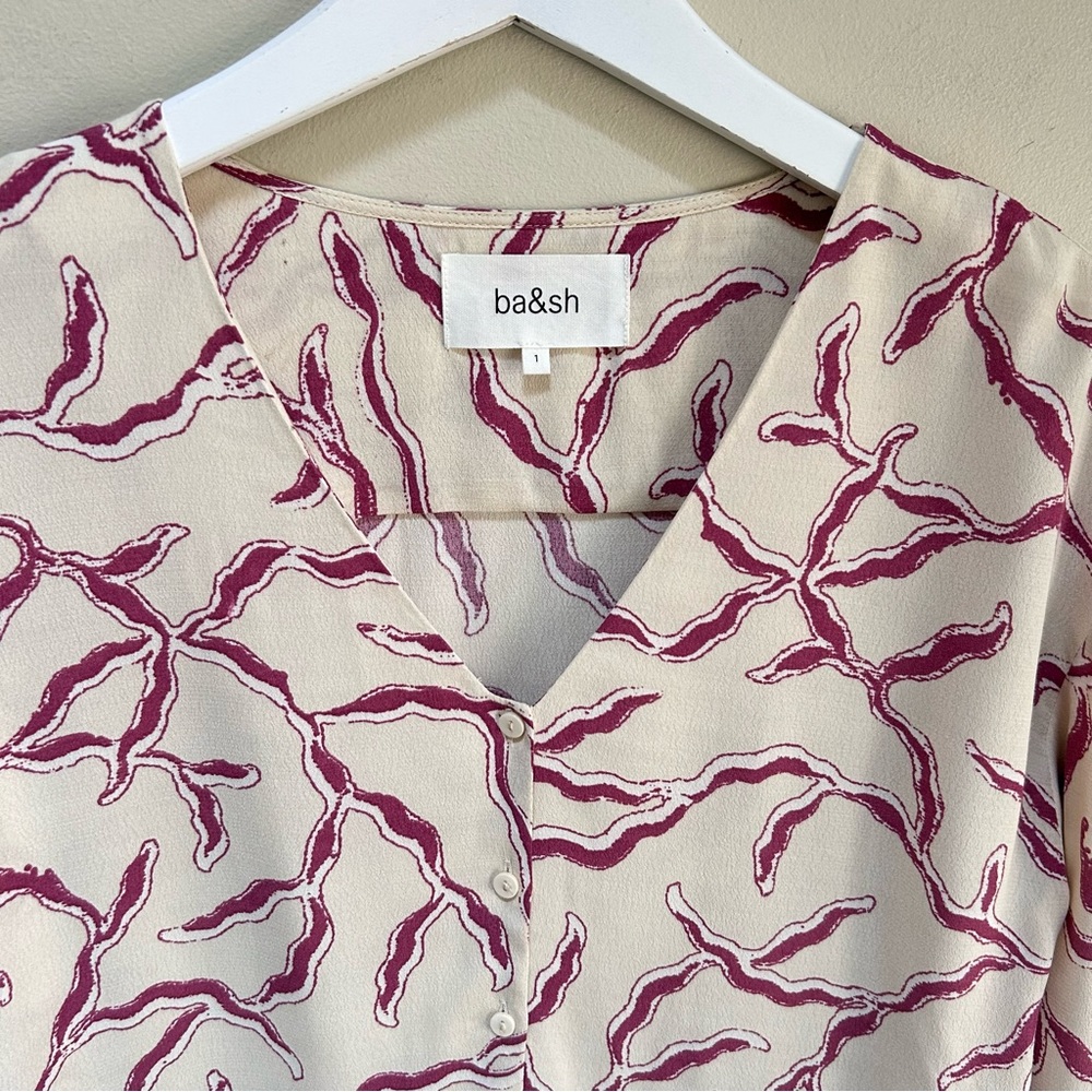 Ba&Sh ~ Ecru Clea Print V-Neck Button Front Blous… - image 4